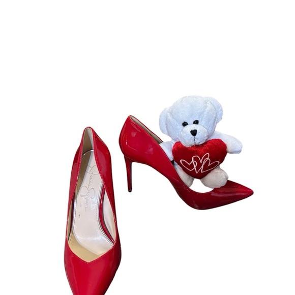Jessica Simpson Red Patent Leather Stiletto Heels - Picture 2 of 6